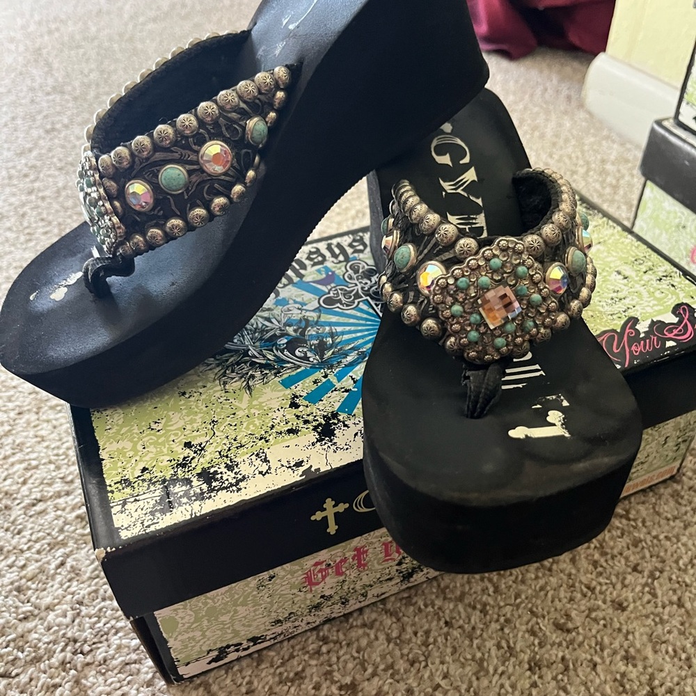 Embellished Black Sandals with Silver Accents